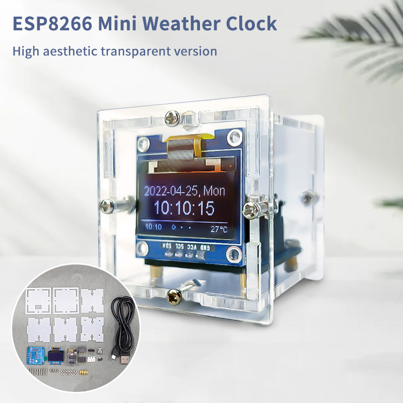Diy Electronics Project Kit - ชุดนาฬิกาพยากรณ์อากาศขนาดเล็ก ESP8266 DIY สำหรับงานบัดกรี - ชุดฝึกหัดอิเล็กทรอนิกส์สถานีตรวจอากาศดิจิตอล