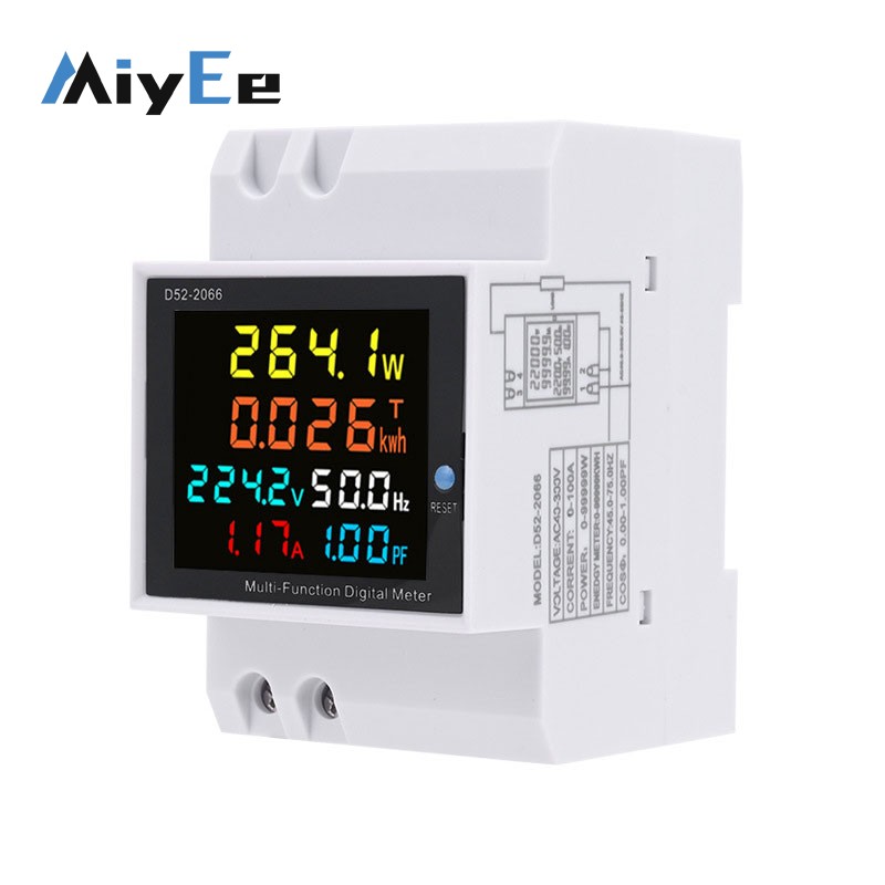 Diy Electronics Store - D52-2066 มิเตอร์ไฟฟ้าดิจิตอลเฟสเดียว 6-อิน-1(AC 40-300V พร้อมหม้อแปลงกระแสในตัว)