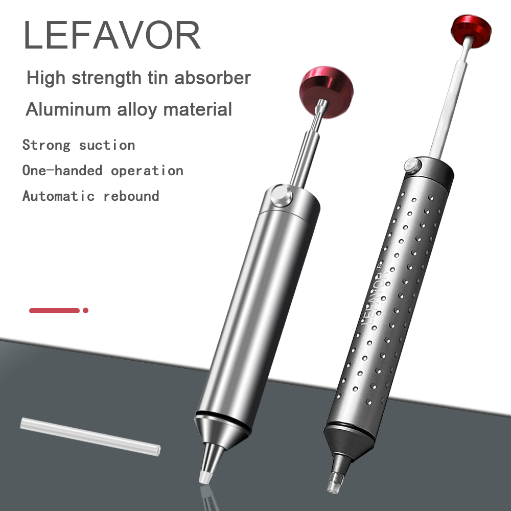 Desoldering Pump Solder - LEFAVOR อลูมิเนียมที่มีประสิทธิภาพ Desoldering ปั๊มดูดดีบุกปืนบัดกรี Sucker ปากกากําจัดสูญญากาศบัดกรีเชื่อมเหล็กซ่อมเครื่องมือ