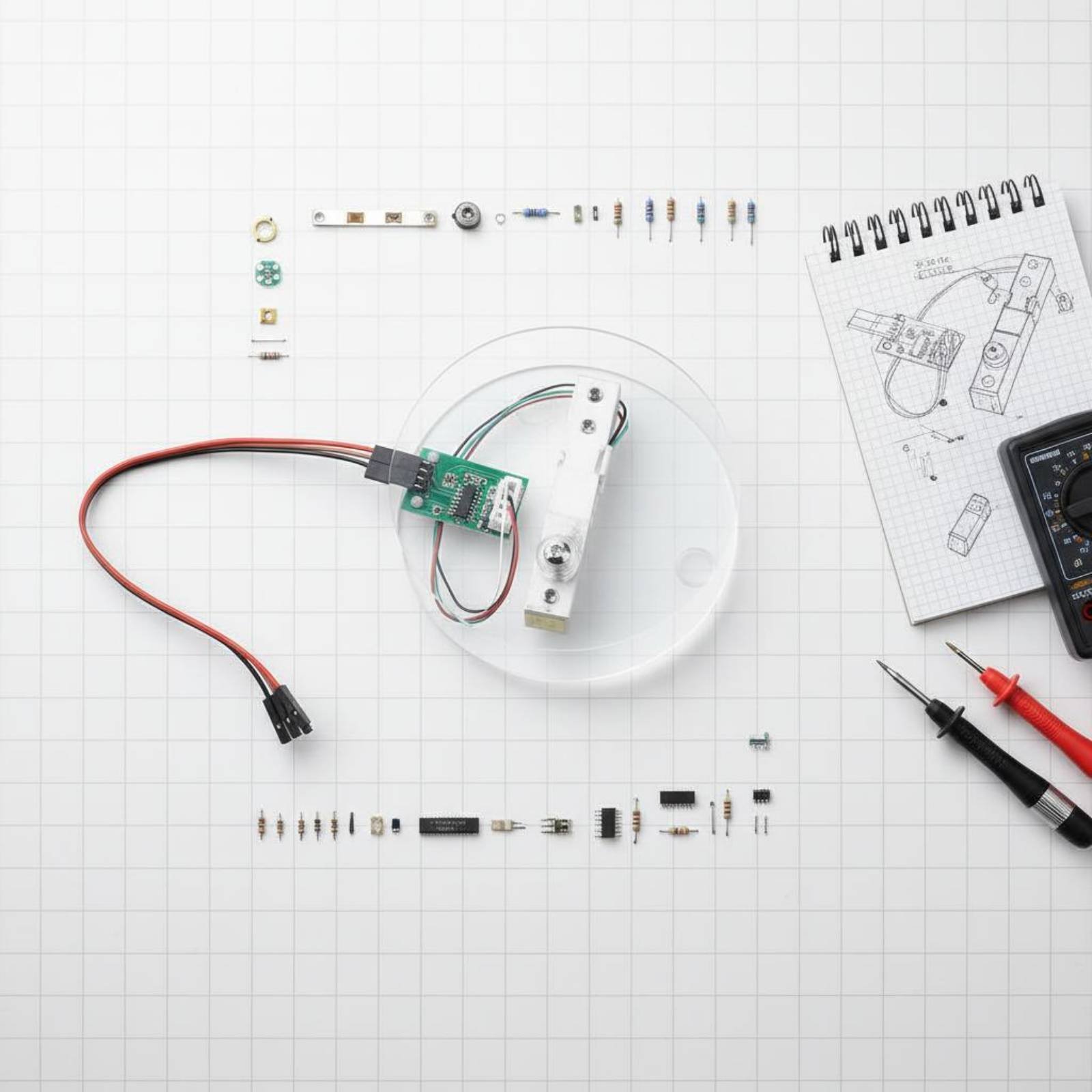 Diy Electronics Guide - ชุดอุปกรณ์วัดน้ำหนัก HX711 ความแม่นยำสูง ชุดเครื่องชั่งอิเล็กทรอนิกส์ DIY โมดูลทรานสดิวเซอร์วัดน้ำหนัก