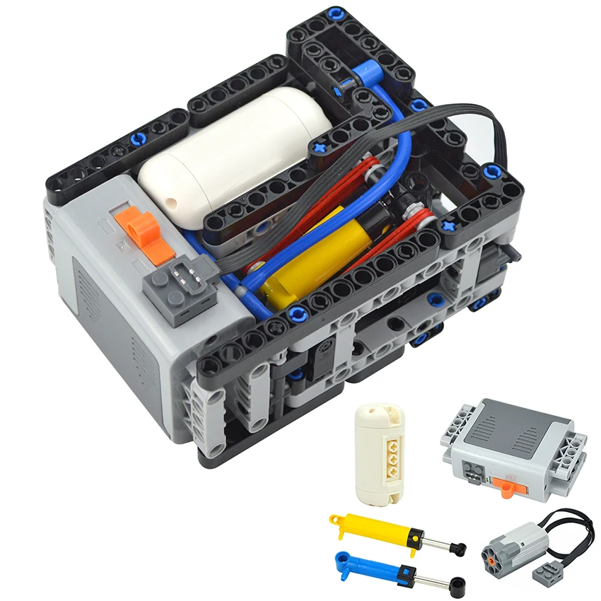 Diy Electronics Starter Kit - โมเดลคอมเพรสเซอร์ไฟฟ้าอัตโนมัติพร้อมมอเตอร์นิวเมติกส์หุ่นยนต์ DIY บล็อกตัวต่ออิฐรุ่นใหม่เทคนิคนิวเมติกส์