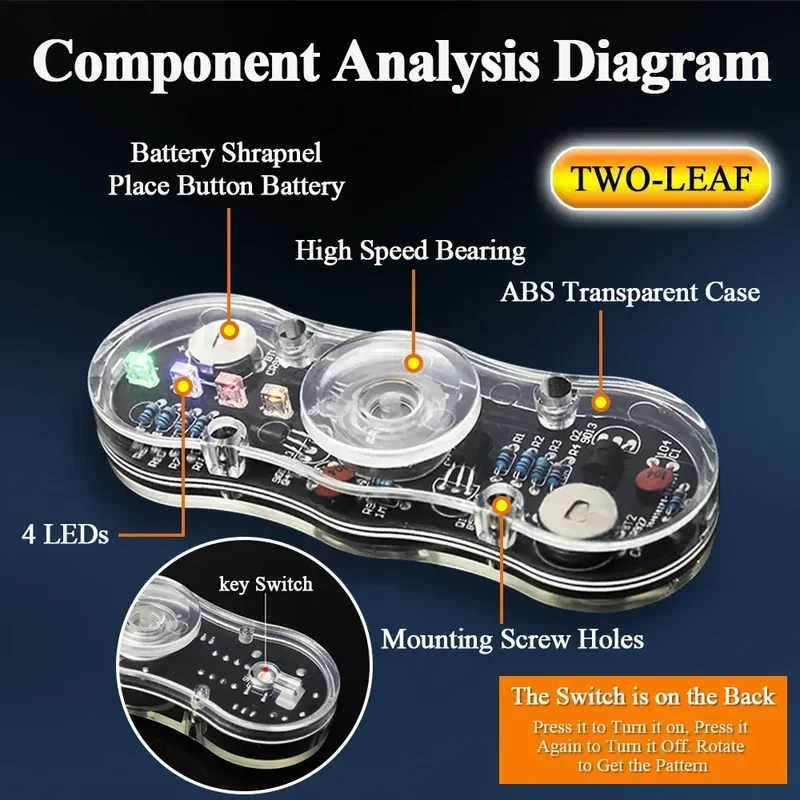 Diy Electronics Guide - ชุดฝึกอบรมการบัดกรี STEM DIY ชุดฝึกเชื่อมอิเล็กทรอนิกส์พร้อมไจโรสโคป LED สำหรับหมุนเล่นที่ปลายนิ้ว