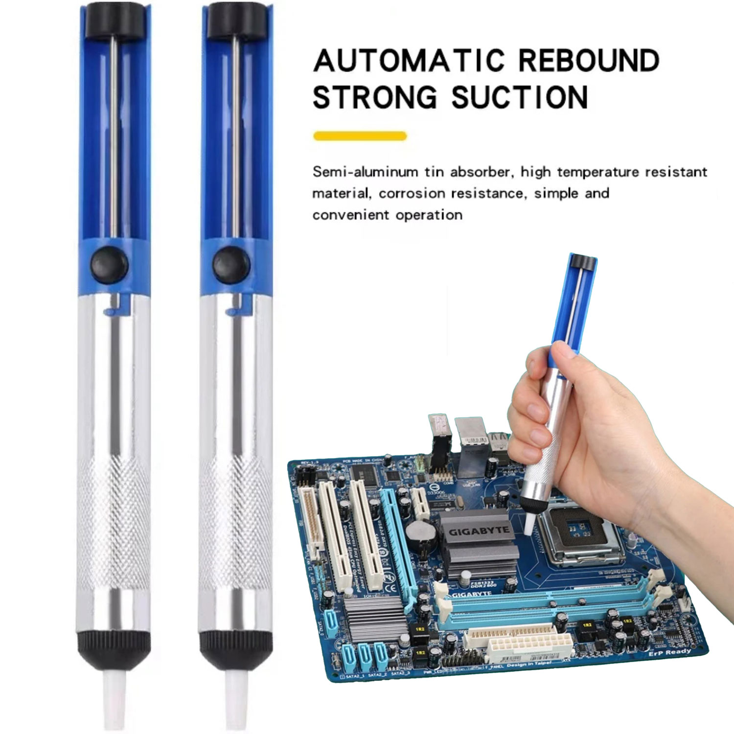 Desoldering Pump Solder - ปั๊มดูดตะกั่วอะลูมิเนียม ปืนดูดตะกั่ว ปากกาดูดตะกั่ว เครื่องดูดตะกั่วแบบสุญญากาศ อุปกรณ์ปั๊มดูดตะกั่ว