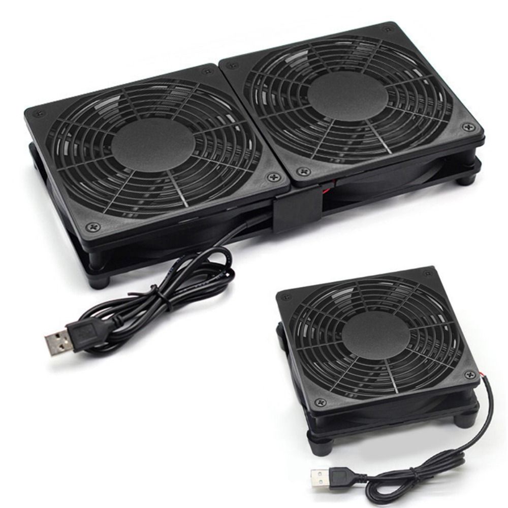 Diy Electronics Cabinet - พัดลมระบายความร้อนอิเล็กทรอนิกส์แบบใช้พลังงานจาก USB พัดลมคู่ DC 5V สำหรับโมเด็ม