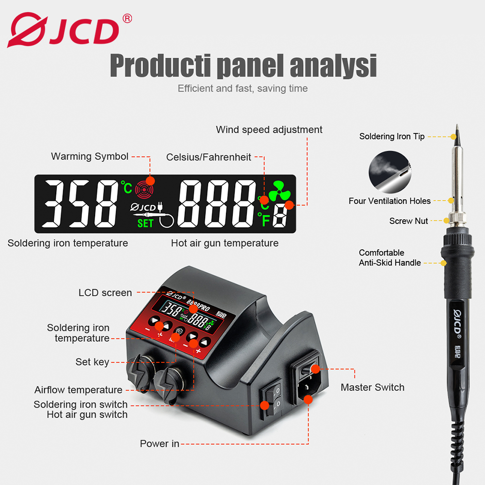 สถานีบัดกรี JCD 8898Pro 2 in 1 - Hot Air Rework Station บทวิจารณ์และราคา