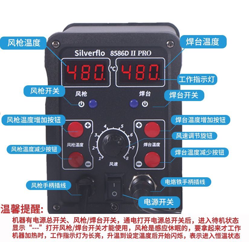 8586D ชุดหัวแร้งบัดกรีแบบลมร้อ - Hot Air Rework Station บทวิจารณ์และราคา