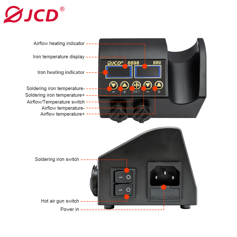 สถานีบัดกรี JCD 8898 750W 2 in - Hot Air Rework Station บทวิจารณ์และราคา